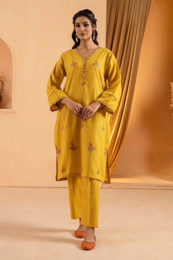 2PC Stitched | Embroidered Khaddar Suit