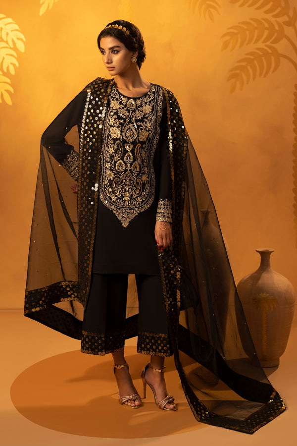 3 PC Stitched | Embroidered Silk Suit
