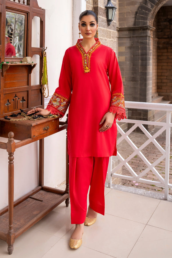 2 PC Unstitched | Embroidered Lawn Shirt + Trouser
