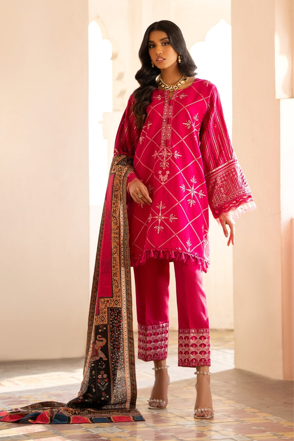 3PC Unstitched | Embroidered Karandi Shirt+ Poly Wool Shawl+ Trouser