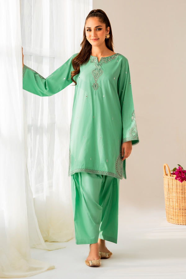 2PC Stitched | Embroidered Cotton Shirt + Trouser