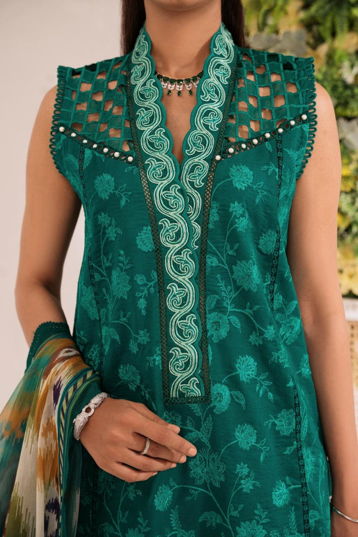 3PC Unstitched | Embroidered Lawn Suit | Chiffon Dupatta