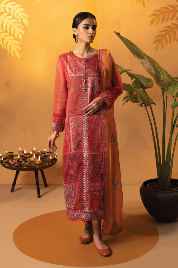 3 PC Stitched | Embroidered Organza Suit