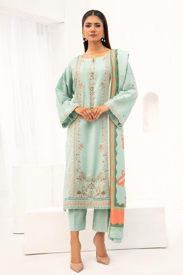 3PC Unstitched |Embroidered Khaddar Suit