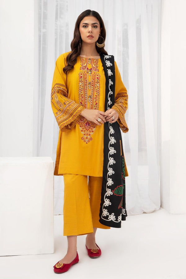 3PC Unstitched | Embroidered Khaddar Suit