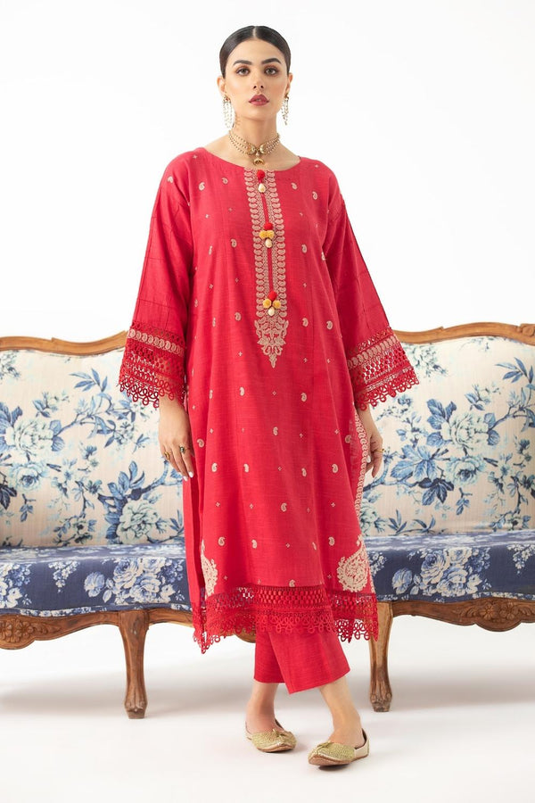2PC Unstitched |Embroidered Khaddar Shirt + Trouser