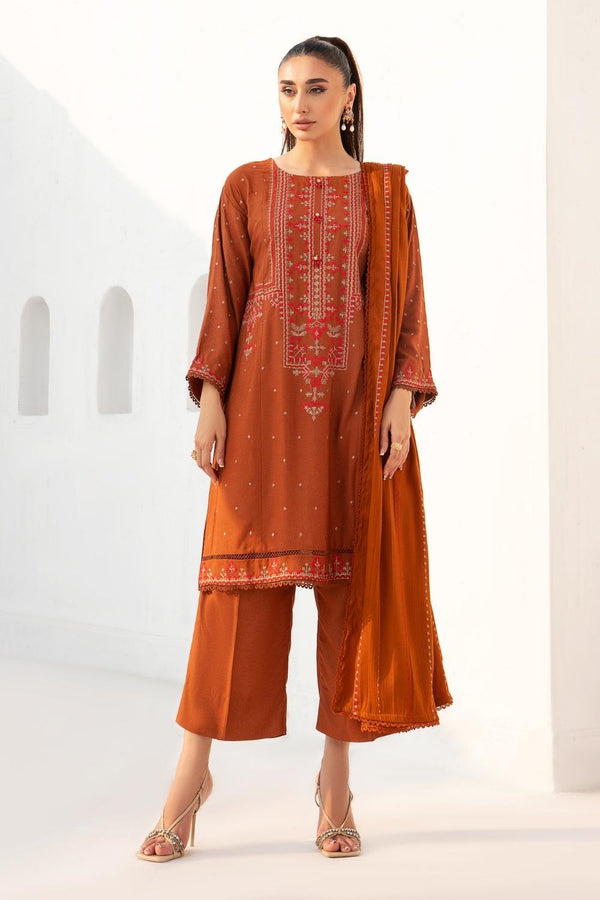 3PC Unstitched |Embroidered Karandi Shirt+ Wool Shawl+ Trouser