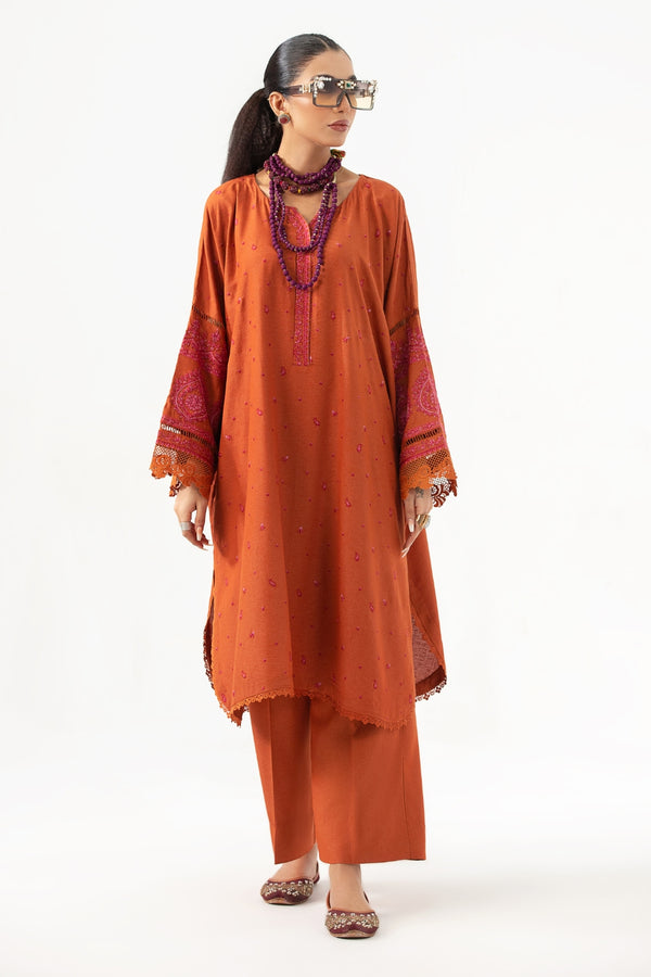 2PC Unstitched | Embroidered Karandi Shirt + Trouser