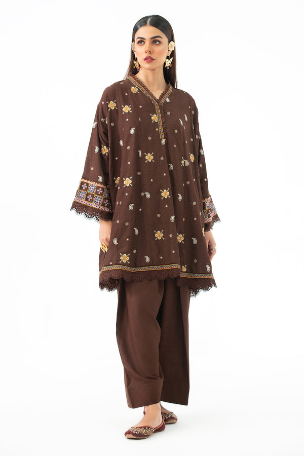 2PC Unstitched | Embroidered Karandi Shirt + Trouser