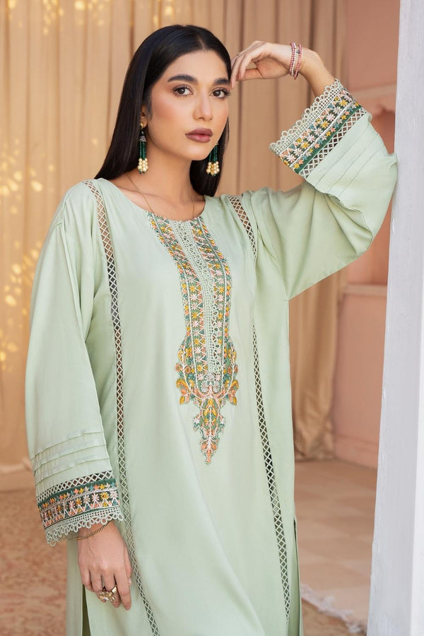 2PC Stitched |  Embroidered Linen Suit