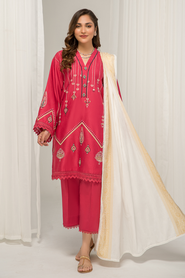 3 PC Unstitched Jacquard Embroidered Suit